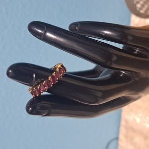 Unheated Oval Rhodolite Garnet 5x3mm 14kyg over 925 sterling silver size 8 3.5g